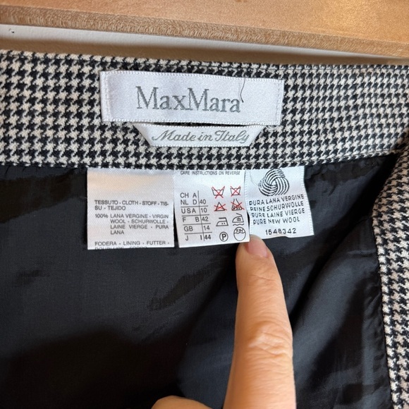 MaxMara Wool Houndstooth Pencil Skirt Knee-length Size 10 - Picture 4 of 4